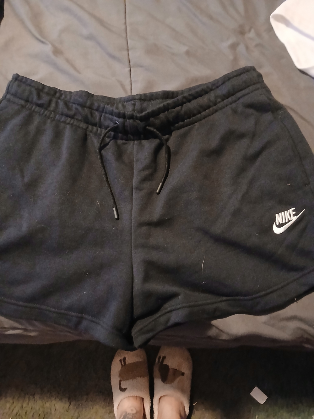 Nike Women’s Black Athletic Shorts with White Logo
